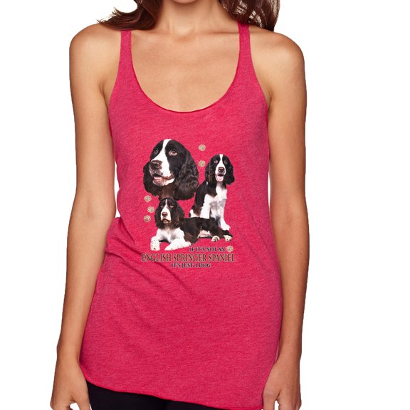 If It's Not an English Springer Spaniel It's Just a Dog Gift | Womens Dog Lover Premium Tri-Blend Racerback Tank Top, Shocking Pink, Large