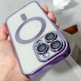 thumbnail image 2 of for iPhone 13 Pro Max Case Clear Magnetic, Ultra Thin Plating edge Cover Compatible with Magsafe Phone Case for Women Men Girl, Cute Soft TPU Silicone & Hard PC Transparent Anti-Yellow, Lightpurple, 2 of 11