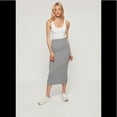 thumbnail image 2 of Bar III Ribbed Midi Skirt Pewter Hea XS, 2 of 2