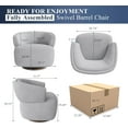 thumbnail image 6 of RoyalCraft Swivel Accent Chair, Fully Assembled Round Barrel Chairs, Oversized Upholstered Armchair with 360-Degree Base, Modern Club Chair for Living Room, Bedroom, Office, Grey, 6 of 7