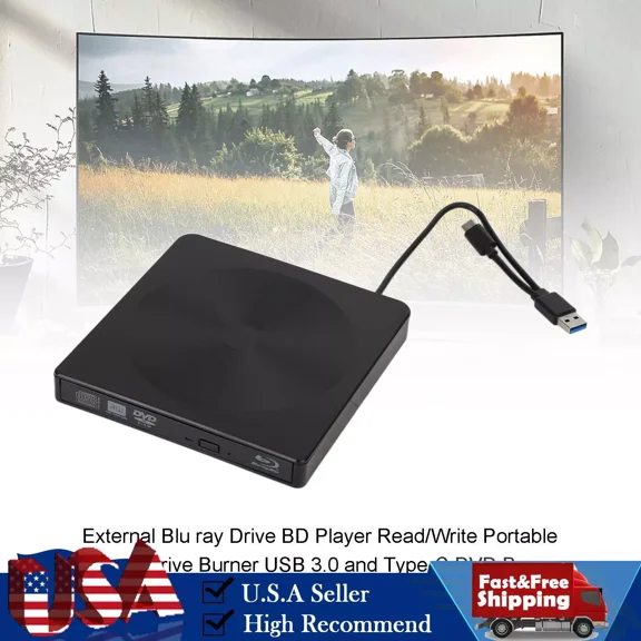 USB 3.0 External DVD Blue ray Drive BD Player Read/Write 2IN1 Portable Burner US