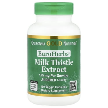 California Gold Nutrition EuroHerbs, Milk Thistle Extract, Euromed Quality, 175 mg, 180 Veggie Capsules