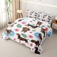 thumbnail image 3 of Homewish Cartoon Dachshund Quilt Full,Ocean Wave Full Bedspread Sets,White,Hibiscus Flowers Decor,3 Pieces, 3 of 7