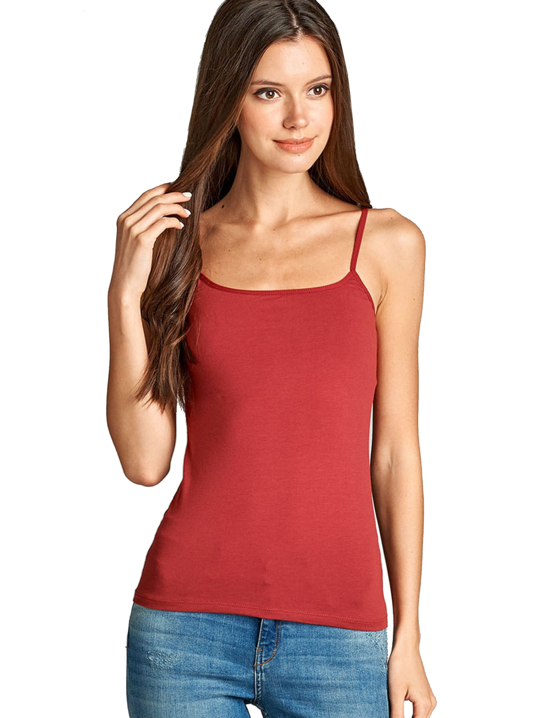 SNJ Women's Cami Built In Shelf Bra Adjustable Spaghetti Strap Tank