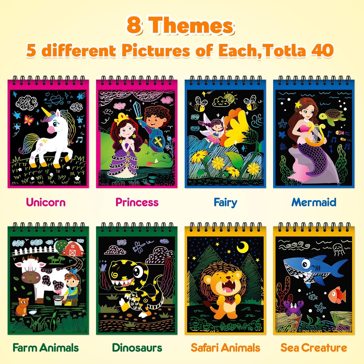 Mocoosy 24 Pack Scratch Art Party Favors for Kids 4-8, Rainbow Scratch Arts Bulk with 10 Designs, Birthday Goodie Bag Stuffers, Classroom Prizes, Art Craft Supplies for Boys Girls Ages 3-5 8-12