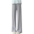 thumbnail image 1 of Timegard Pants for Women Straight Leg Split Solid Color Lounge Pants Elastic Waist Trousers Fall Fashion, 1 of 5