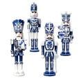 thumbnail image 2 of MInHoues Porcelain Nutcracker Figurines Set of 4, Christmas Wooden Nutcracker Soldier Ornaments with Chinoiserie Blue Pattern, Festive Decor for Tabletop Mantel Shelf, Xmas Decoration Gift, 2 of 6