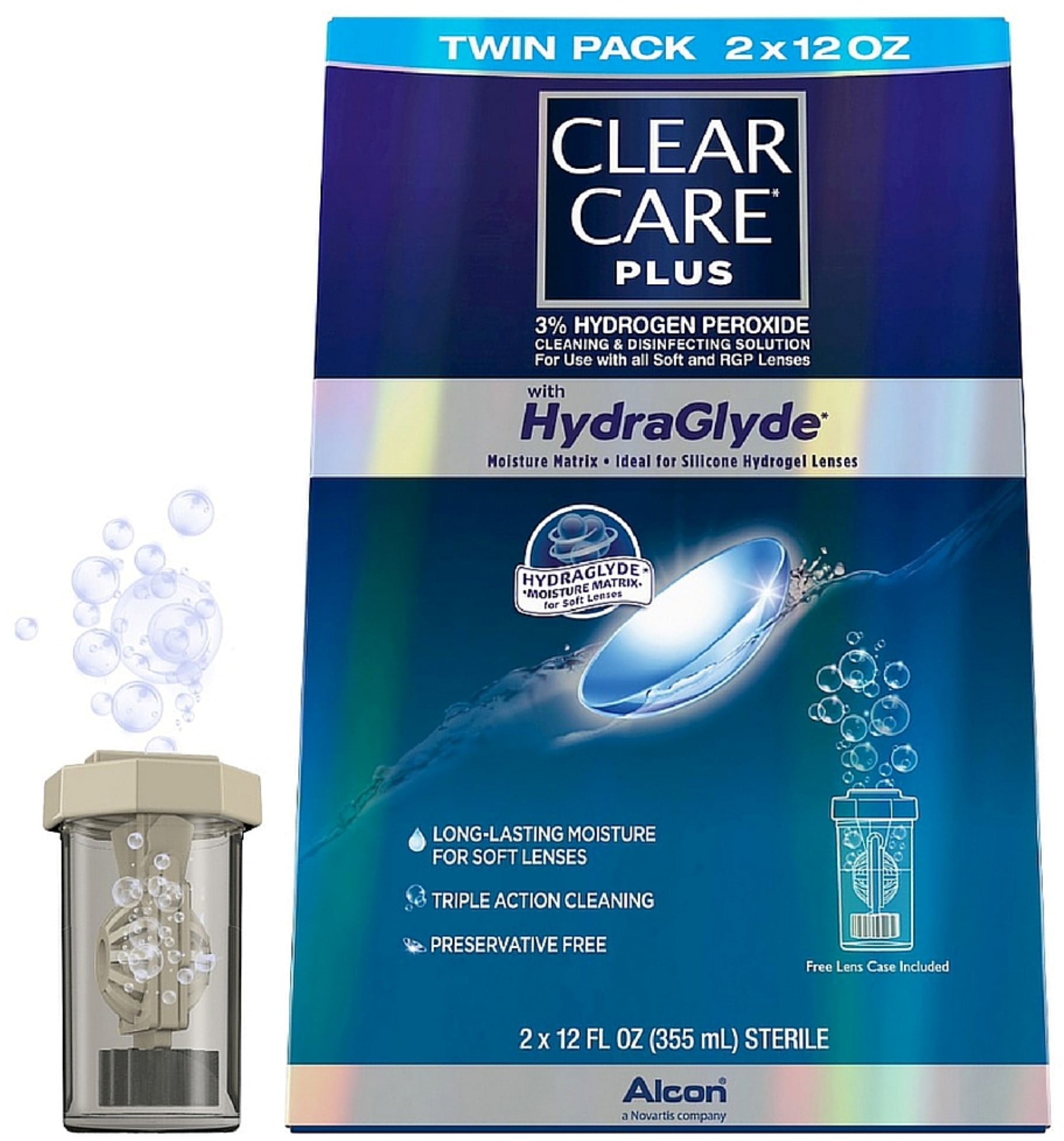 Clear Care Plus HydraGlyde Cleaning and Disinfecting Solution, Twin Pack 12 oz, 2 ea (Pack of 6