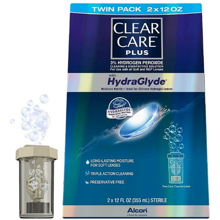 Clear Care Plus HydraGlyde Cleaning and Disinfecting Solution, Twin Pack 12 oz, 2 ea (Pack of 2)