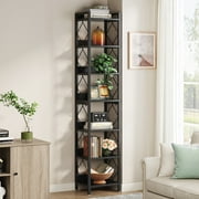 Tribesigns 78.74-Inch Extra Tall Narrow Bookshelf, 7-Tier Skinny Bookcase, Freestanding Display Shelves, Multifunctional Corner Storage Organizer Unit for Small Spaces