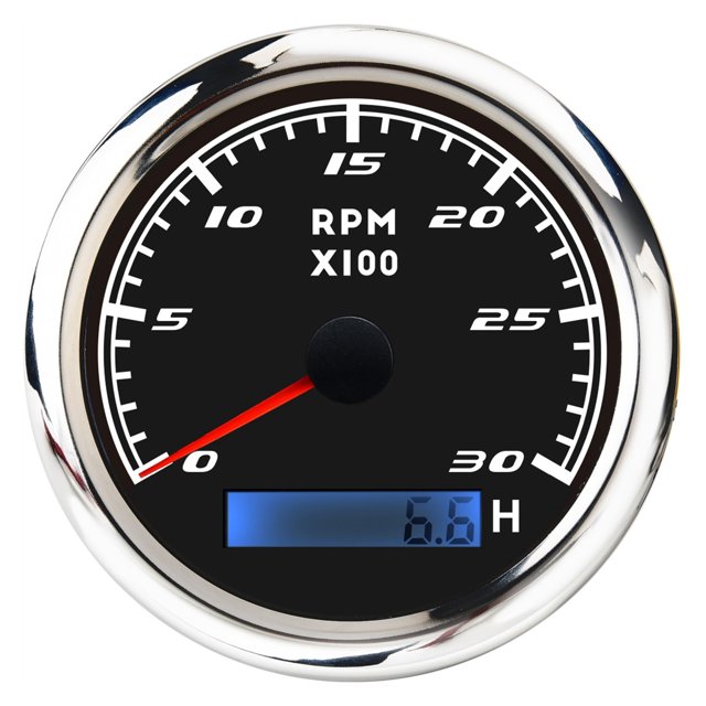 6000 RPM Tachymètre Jauge avec Rétroéclairage Rouge 3K 4K 7K 8K RPM Tachomètre Numérique Capteur 85mm Acier Inoxydable 316 Jauges à Bord, Grand Applicabilité
