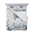 thumbnail image 7 of Quilts Twin Size Bedding Set, Blue Crab Coastal Lightweight Quilted Comforter, Beach Starfish Nautical Coral Retro Soft Reversible Bedspread Coverlet with Pillow Covers for All Season, 68" x 86", 7 of 7