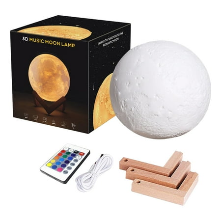 

BHXYSGD 3D Rechargeable Remote Control 16 Color Moon Lamp Atmosphere Ornaments Moon Lamp Internet Night Light Birthday Gift Home Decor