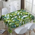 thumbnail image 4 of Large Green Leaf Tablecloth 60x84 Inch Rectangular Tropical Palm Tree Summer Art Bright Oil Painting Oblong Table Cloth Kitchen Table Decorations for Home Dinner Party, 4 of 5