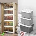 thumbnail image 3 of 5-tier plastic storage bin with lid, 32.9 gallons per tier 16.5 X 16 X 29.5 IN Stackable containers on wheels, magnetic doors, folding boxes Foldable wardrobe storage racks, 3 of 4