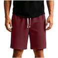 thumbnail image 3 of TKKCS Mens Waffle Knit Casual Shorts- Split Hem Breathable Elastic Wasit Drawstring Loose Fit Summer Daily Wear Lounge Shorts Red Size L, 3 of 7