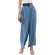 thumbnail image 2 of Women Solid Elastic Waist Trousers Wide Leg Pants Summer, 2 of 3