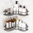 thumbnail image 2 of Adhesive Shower Caddy Corner Shelf, Hanging Bathroom Shelves Wall Mounted Shower Shelf, Non-Drilling Floating Shelf for Bathroom Organizer/Kitchen/Shower Organizer (1 Pack, Black), 2 of 5