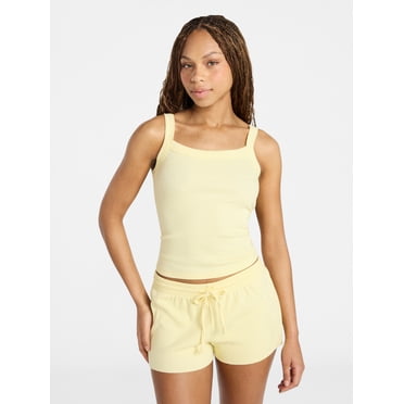 No Boundaries Rib Tank Top and Shorts Sleep Set, 2-Piece, Women's XXS-3X