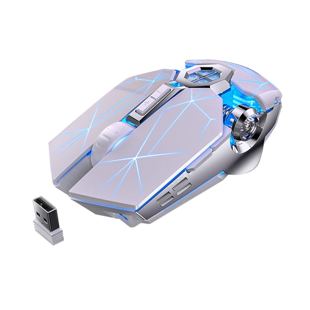Tmvgtek Ratón Óptico Inalámbrico Para Juegos A7 7 Botones Usb Mute Ratones Mecánicos (Blanco)