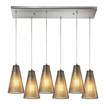 

Elk Home Ribbed Glass 9 Wide 6-Light Mini Pendant - Satin Nickel
