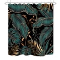 thumbnail image 3 of ZXMBF Cortina de ducha con hojas de palma tropicales, color verde dorado, hoja de plátano abstracta, planta botánica moderna, naturaleza estética, decoración de baño verde esmeralda, tela impermeable, 3 of 5