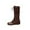 Brown, variant on Dasayo Mid-Calf Women Booties Low Heel Motorcycle Black Square Toe Lace up Western Side Zip Boots Woman Shoes 35