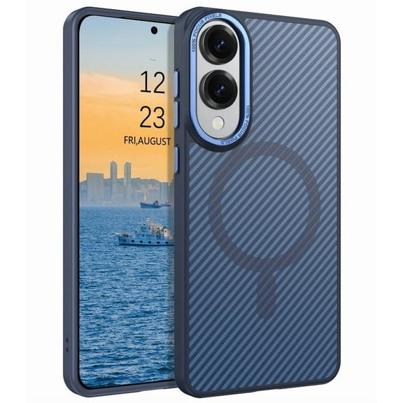 TELASO Carbon Fiber for Samsung Galaxy S25 Edge Case 2025 ,Compatible with MagSafe,Magnetic Slim Thin Shockproof Anti-Yellow Men Women Protective Cases Cover for Samsung Galaxy S25 Edge 6.7", Blue