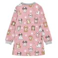 thumbnail image 6 of Girls' long-sleeved dress Cute Dog Paws and Dog Girls' A-line dress with ribbed cuffs Soft and comfortable, 6 of 6