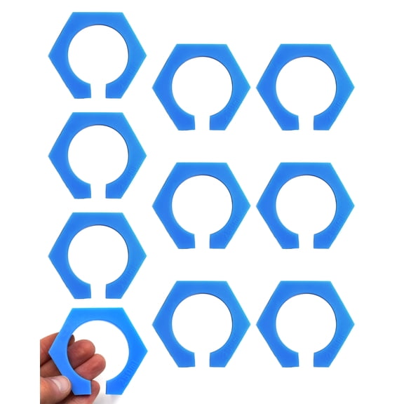 10PK Protective Collars - Fits 250mL Graduated Cylinders - Hexagonal Shape - ABS Plastic - Eisco Labs