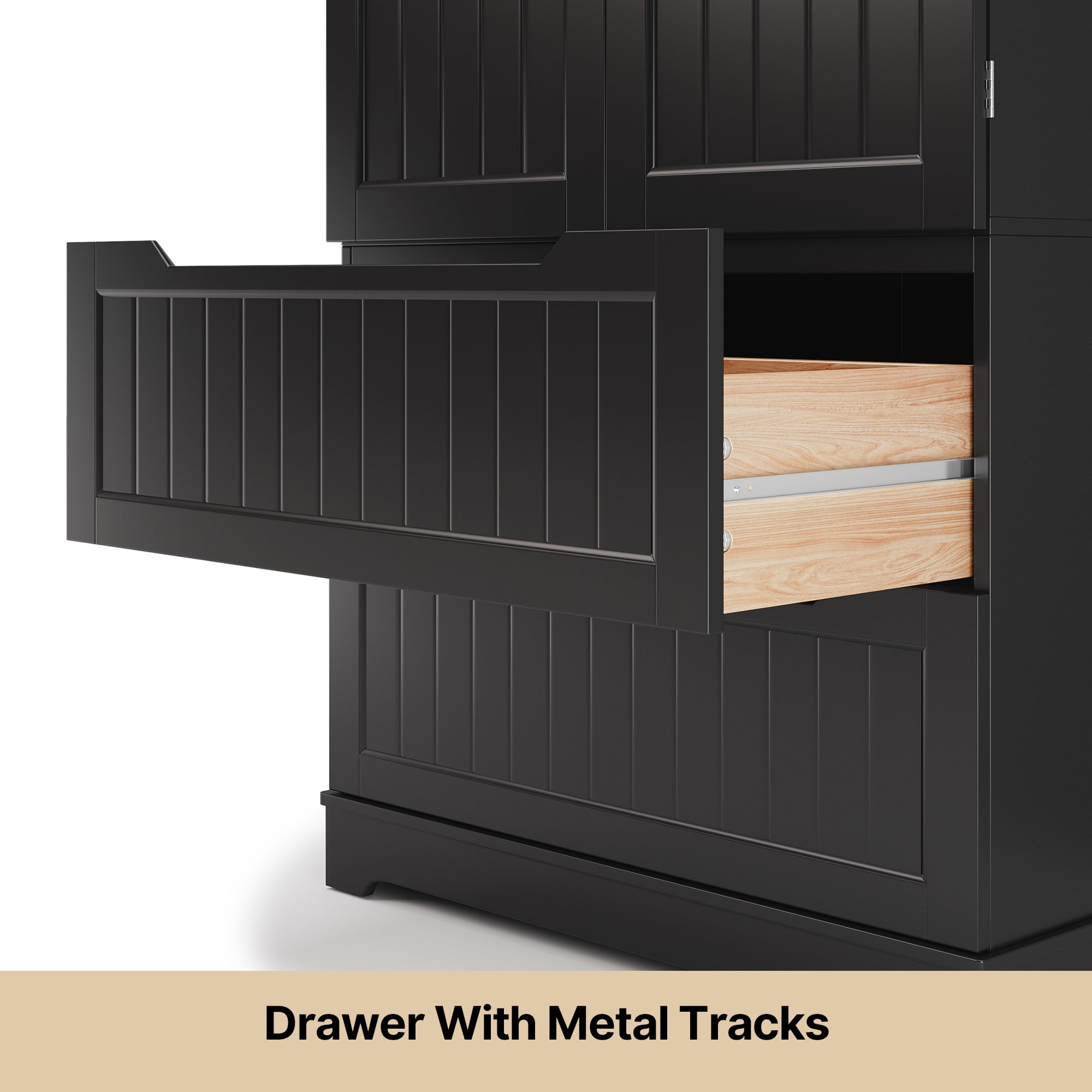 Pantry Cabinet, Lofka 63" Kitchen Pantry Storage Cabinet with Magnetic Doors and 9 Shelves, Black