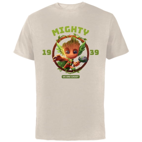 Marvel 85th Anniversary We Are Groot Mighty Thor Impression - Short Sleeve Cotton T-Shirt for Adults - Customized-Natural