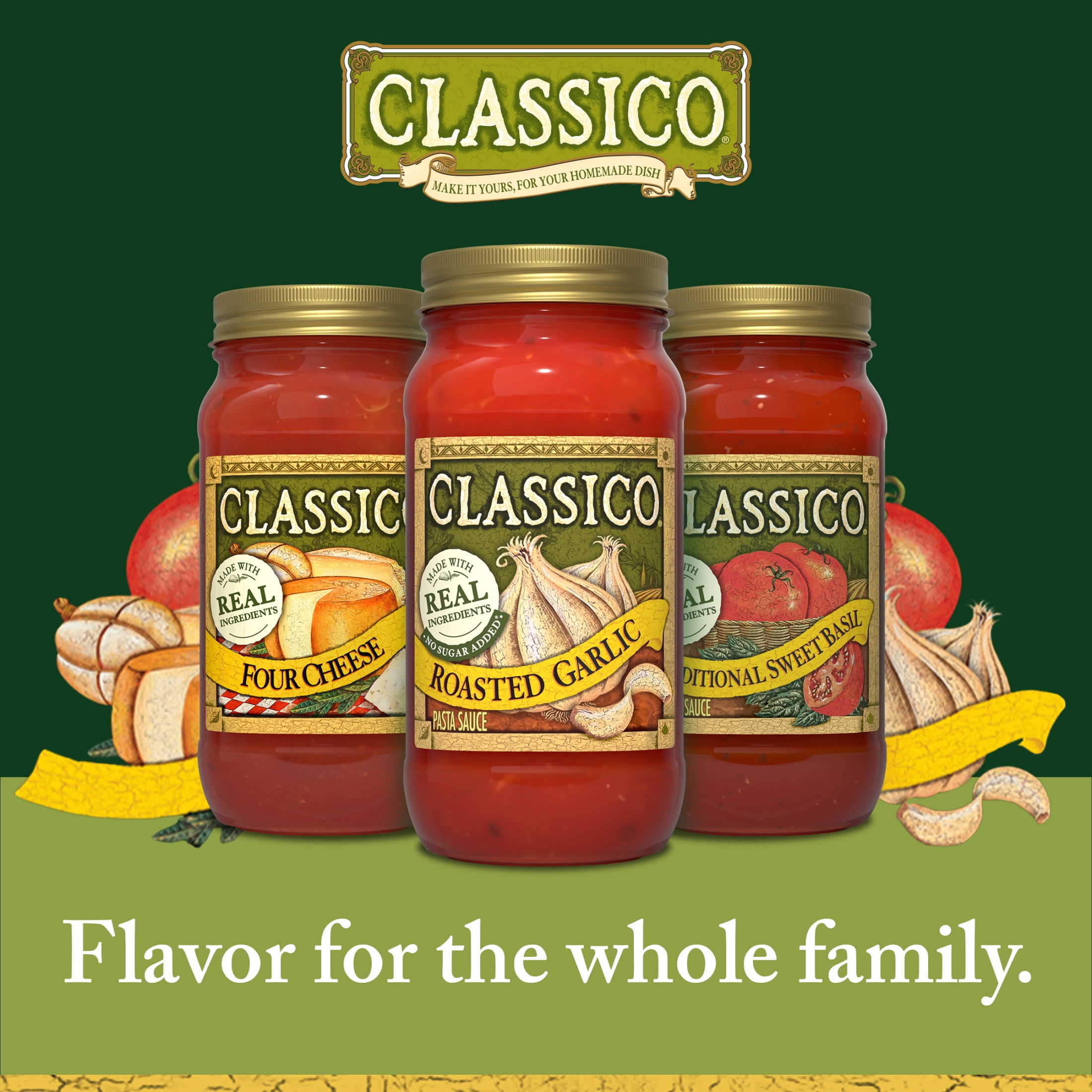 (12 pack) Classico Roasted Garlic Pasta Sauce, 24 oz Jar