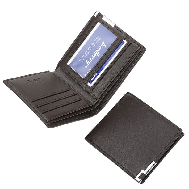 Cartera corta de hierro para hombre, billetera ultrafina para jóvenes, cartera horizontal para tarjetas