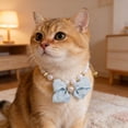 thumbnail image 4 of Elegante collar para mascotas con perlas, cadena metálica ajustable, hebilla segura, diseño atemporal para gatos y perros pequeños y medianos, paseos diarios, adorno para el hogar, 4 of 4
