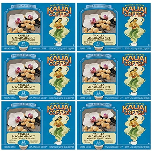 Kauai Coffee Single Serve Cups Pods (Vanilla Macadamia Nut, 72 Count