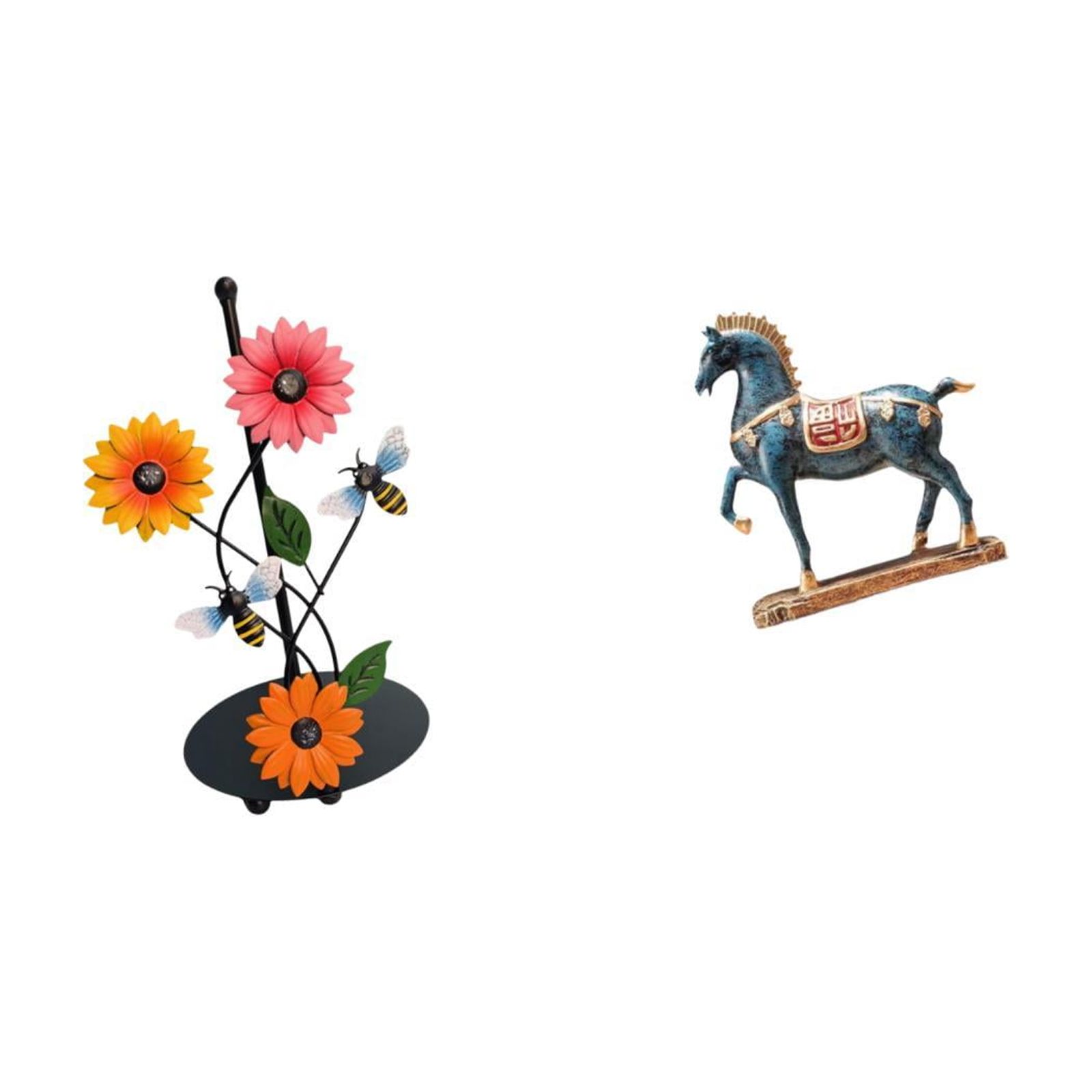 Fiocias Horse Paper Towel Holder Dispenser Non Slip Vertical Tissue Rack Figurine Desktop Ornament Fengshui Decor Standing Sculpture for Home Desk Living Room