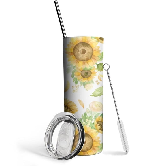 Sunflowers Skinny Tumbler 20oz - Double Wall Vacuum Insulated Tumbler- Birthday Gifts for Mom Sister Friends Women