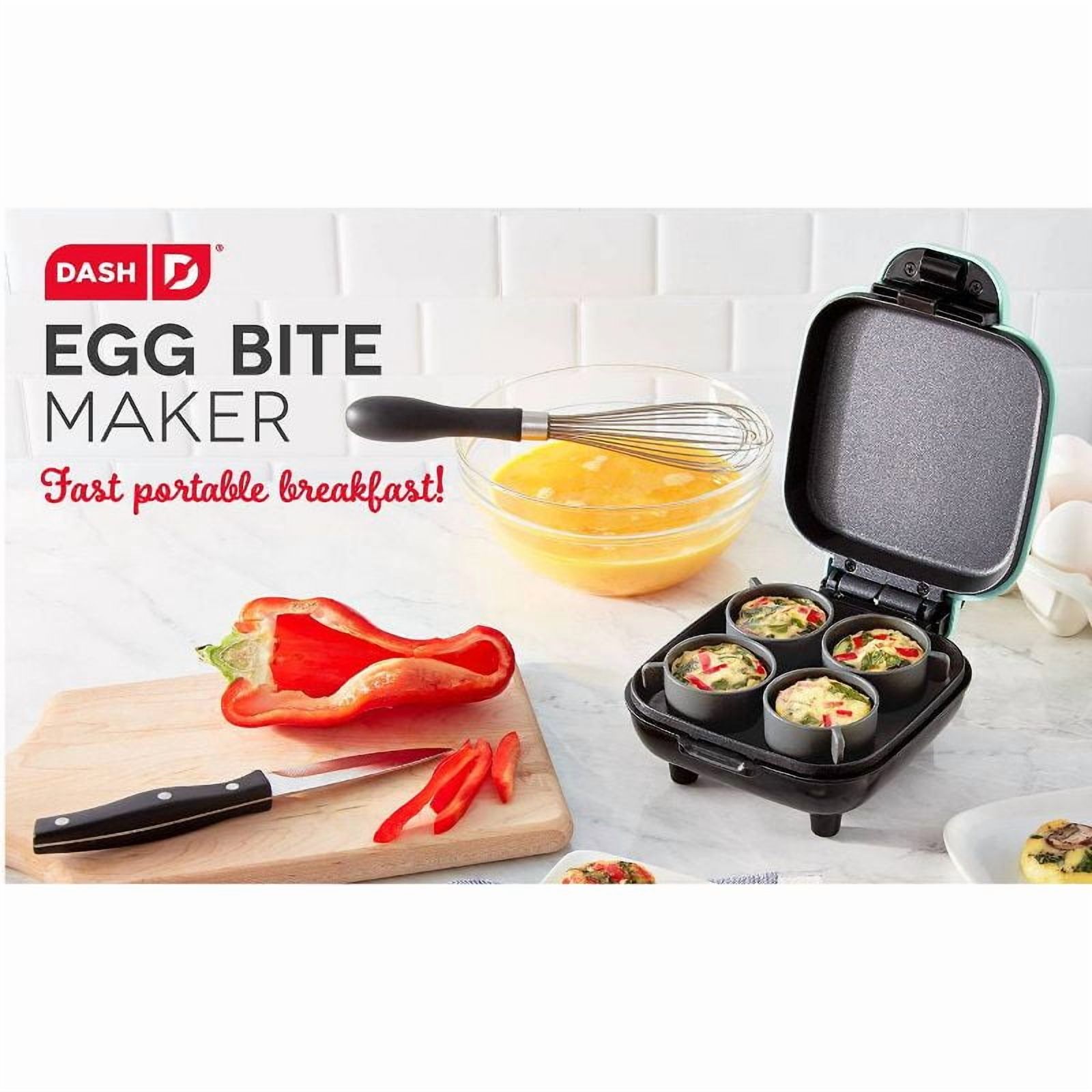 Egg Bite Maker - Aqua: 4-Egg Cooker, Electric Egg Cooker, Dishwasher-Safe Parts, 420W, Aluminum & Plastic