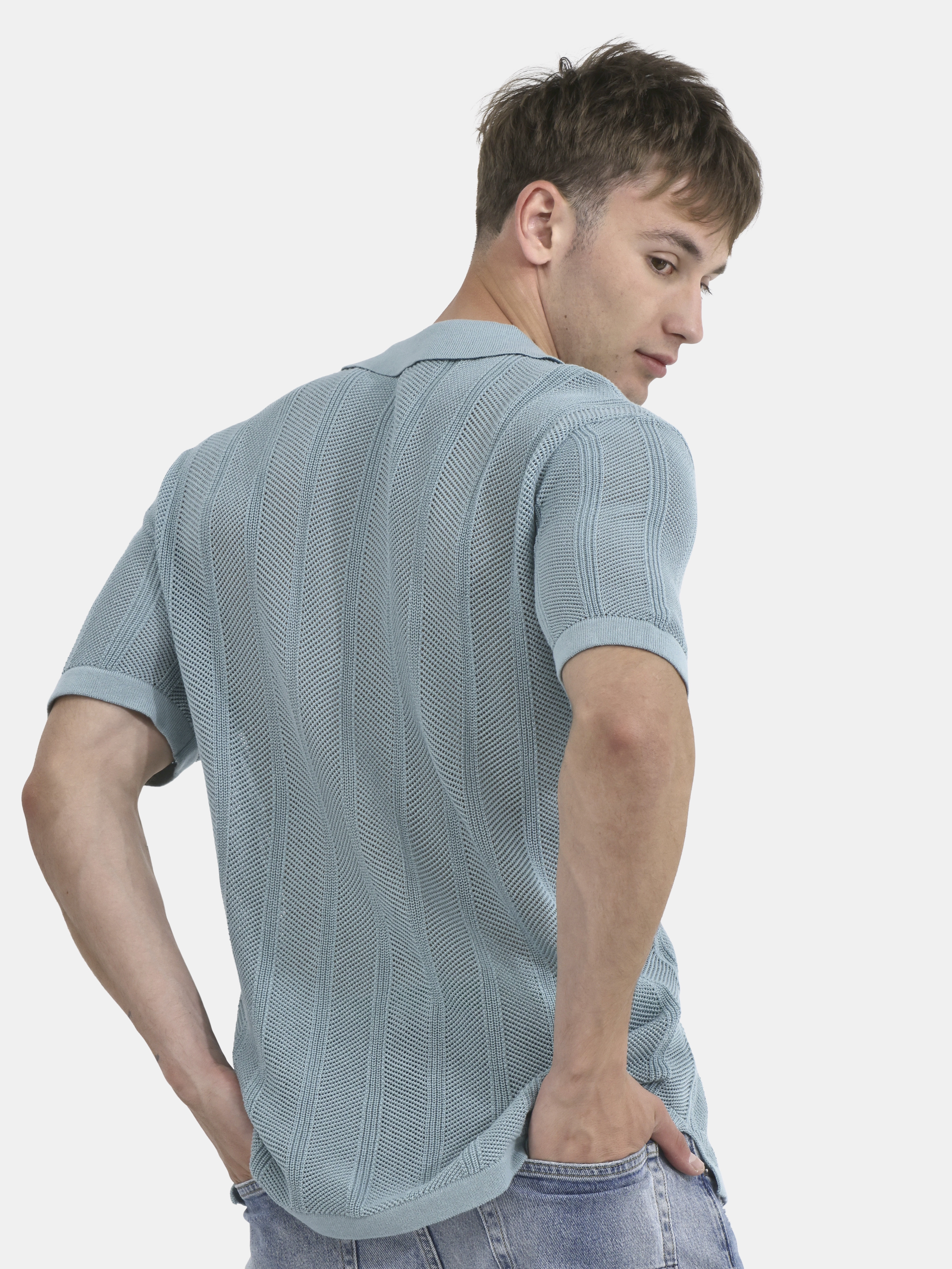 No Boundaries Drop Needle Stich Polo Sweater, Men's and Big Men's