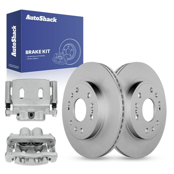 AutoShack Front Brake Rotors Calipers | Replacement for GMC Sierra 1500 Yukon Chevrolet Silverado 1500 Classic 2007-2008 Tahoe Suburban 1500 Avalanche 4WD | Coated | 4-PC Brake Kit | ArmorStop