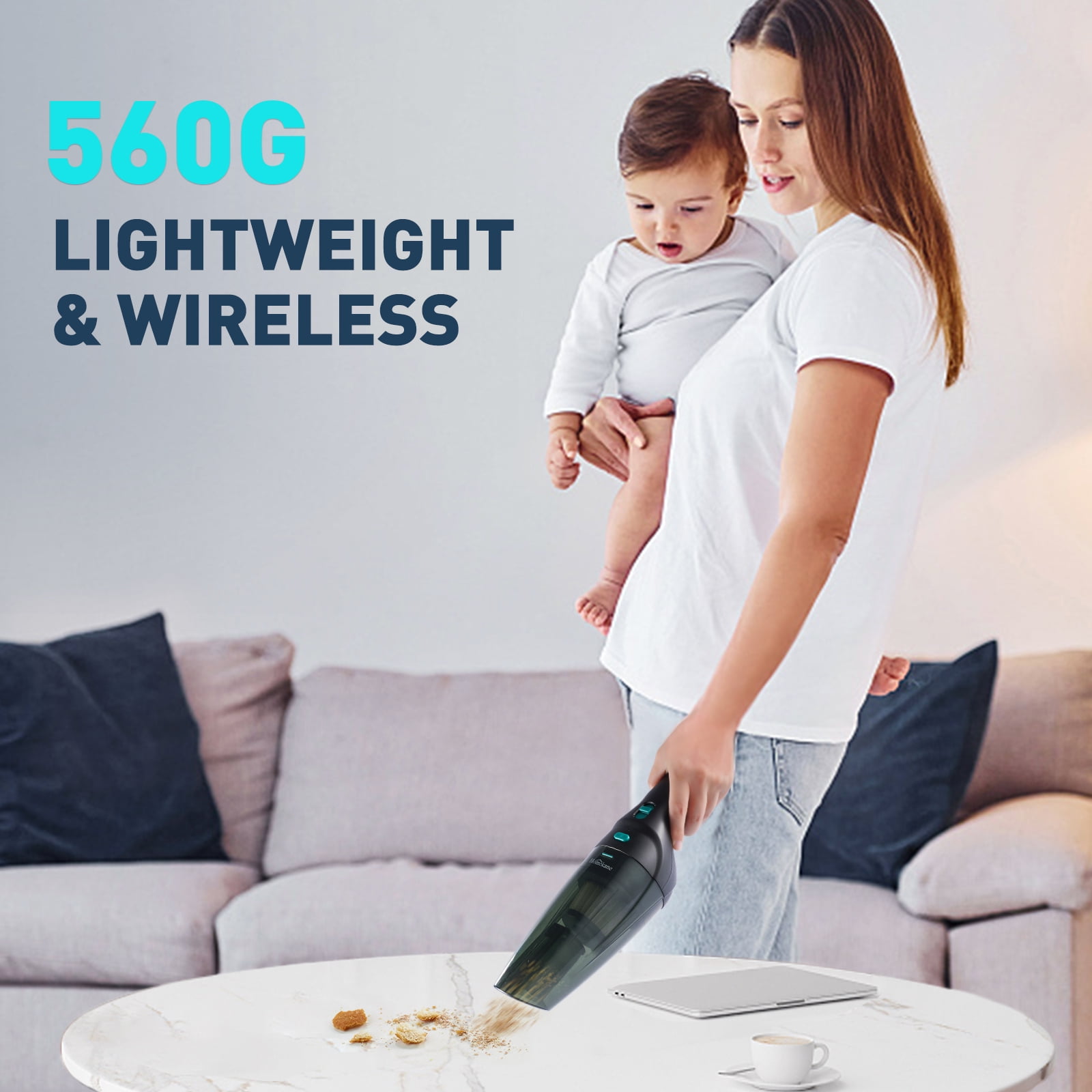 HOMEKANE Handheld Vacuum Cordless, 9.5KPA Strong Suction, 2-in-1 Charging Stand, Rechargeable & Lightweight for Quick Cleaning - Ideal for Home, Car, Pet Hair
