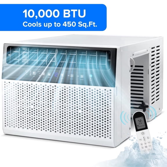KISSAIR 10,000 BTU Window Air Conditioner with Remote, 115V U-Shape Window Air Conditioner Cools up to 450 Sq.ft with 6 Cooling & 3 Fan Modes