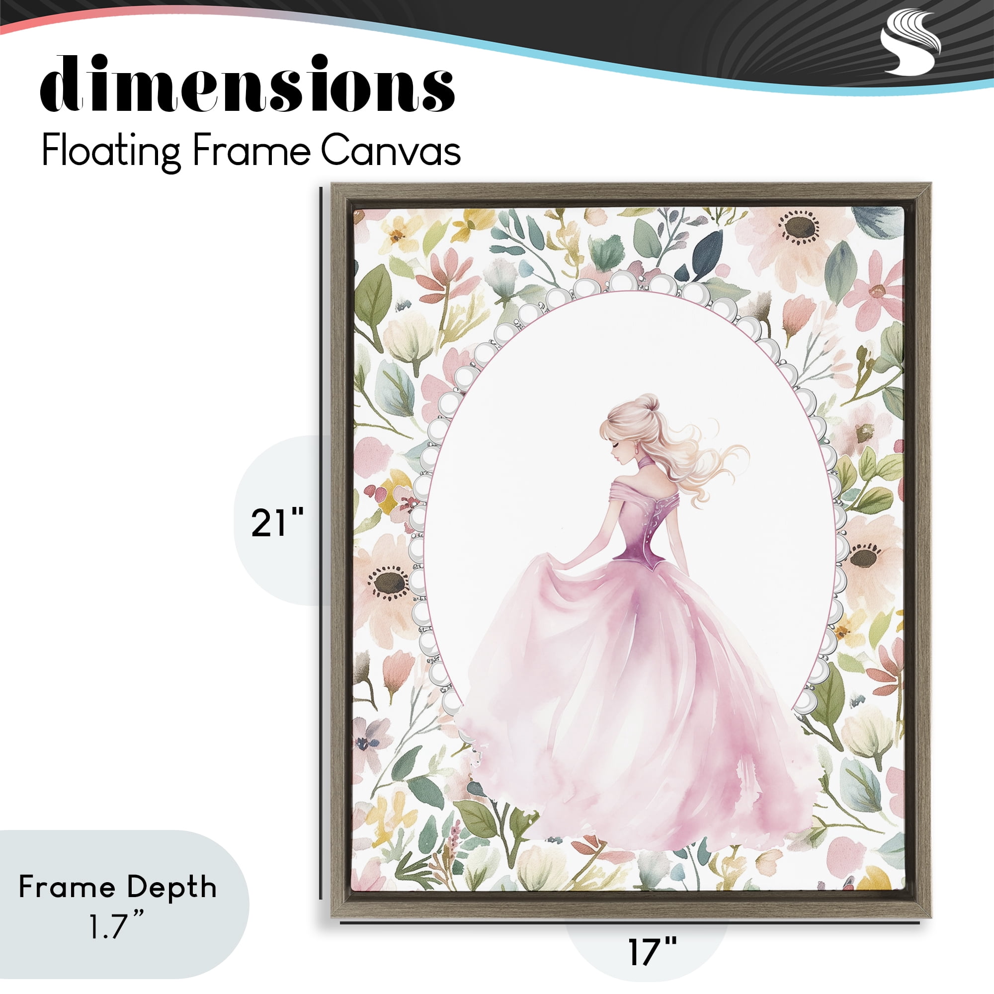 Stupell Industries Graceful Princess Love Brown Framed Floater Canvas Wall Art, design by Christine Simpson Art