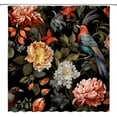 thumbnail image 2 of Boho Black Floral Shower Curtain Vintage Flower Bird Abstract Botanical Aesthetic Retro Home Bathroom Curtains Decor Fabric Include Hooks,70 W X 70 H, 2 of 3