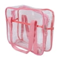 thumbnail image 4 of Bolsa de maquillaje transparente de gran capacidad, impermeable, con cierre de cremallera, bolsa de cosméticos, bolsa de viaje transparente para artículos de tocador, color rosa, 4 of 14