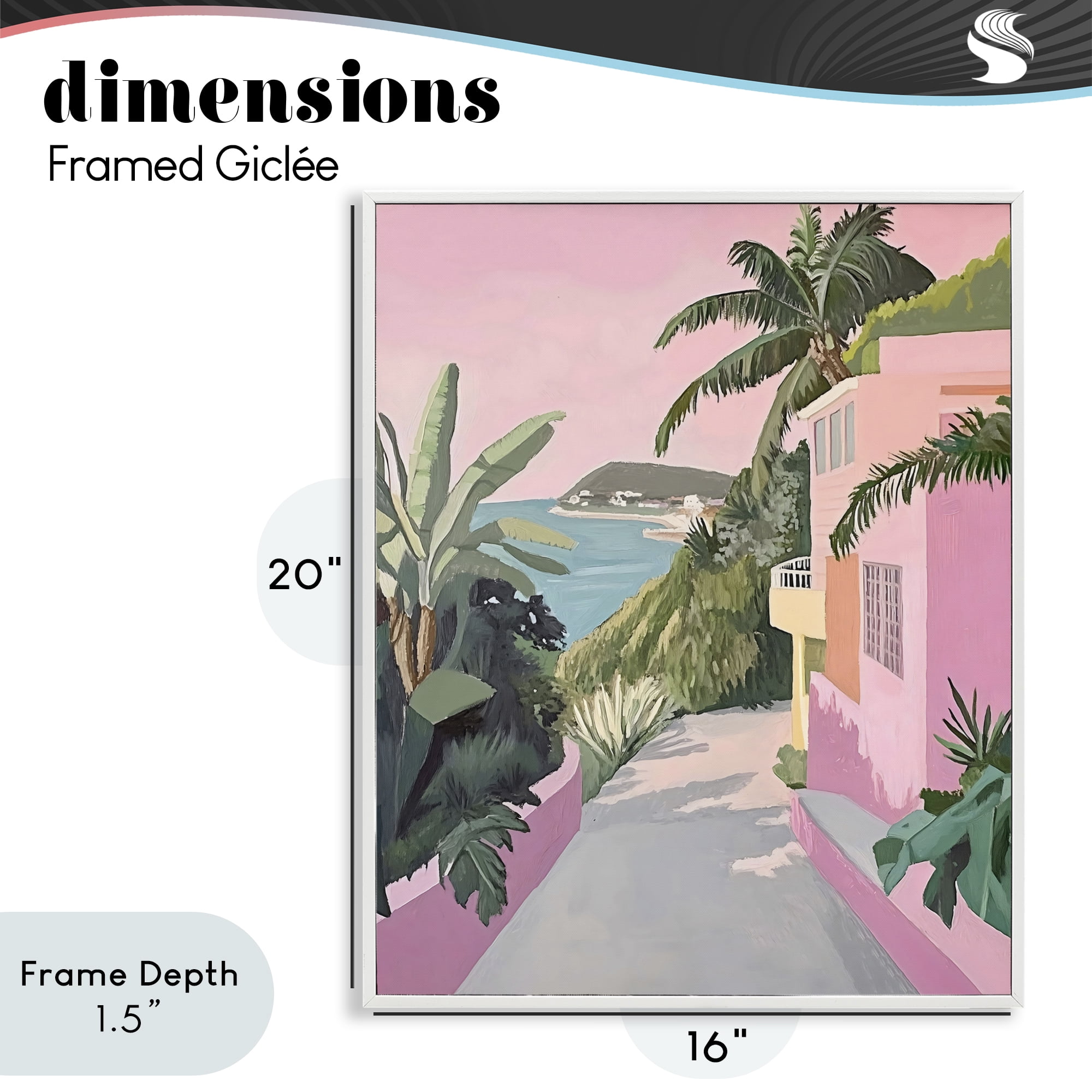 Stupell Industries Mediterranean Pink Coastal House White Framed Giclee Art, design by The Prints Vibe