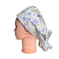 thumbnail image 1 of Gorro quirúrgico de pelo largo con ECG, gorro esmerilado, gorro con hebilla de algodón puro estampado para mujer, 1 of 3