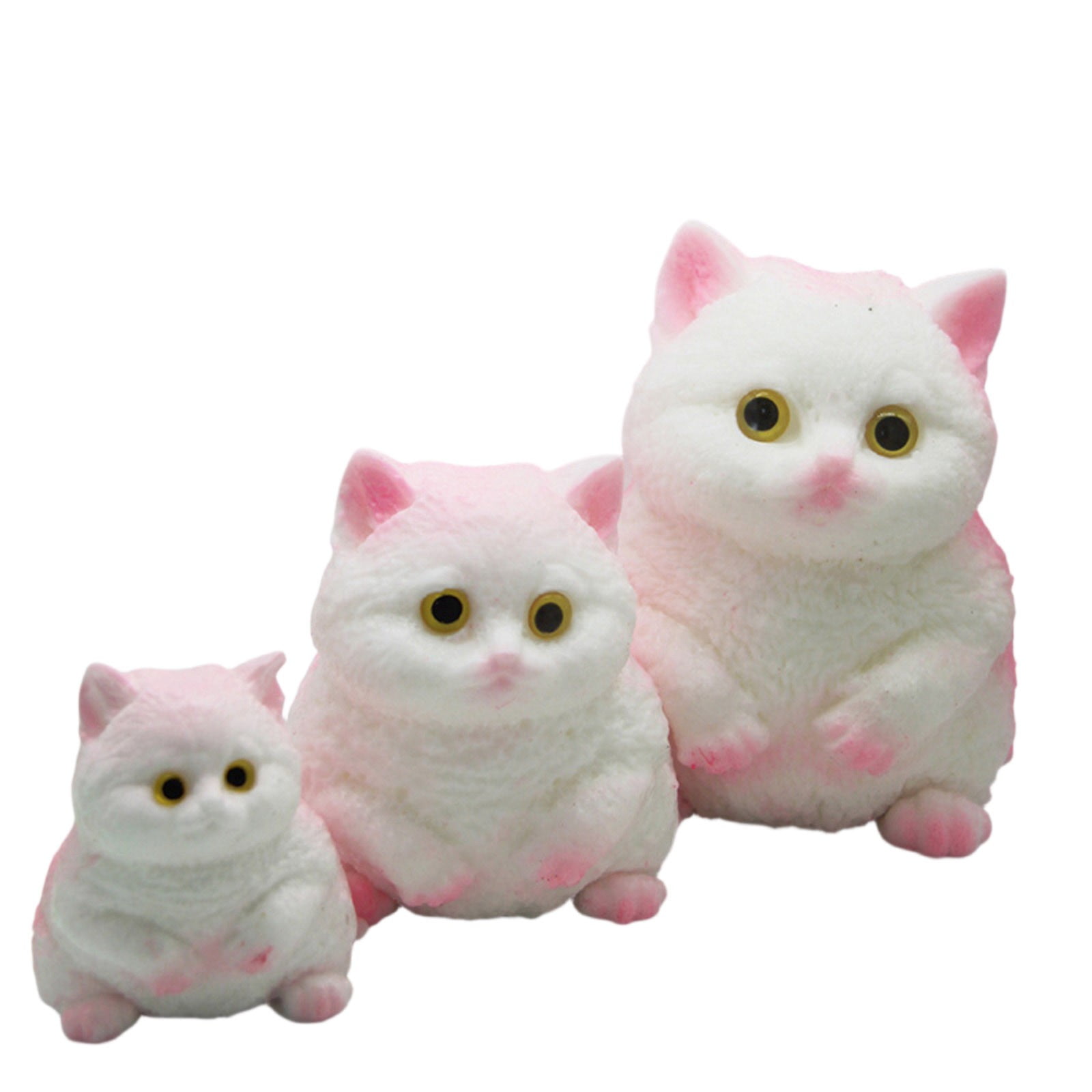 Squishy Dolls Fluffy Cat Stress Doll - Super Soft Slow Rising Trumpet Cat Squeeze Doll, Cute Pink White Plush Decompression Doll for Anxiety Relief