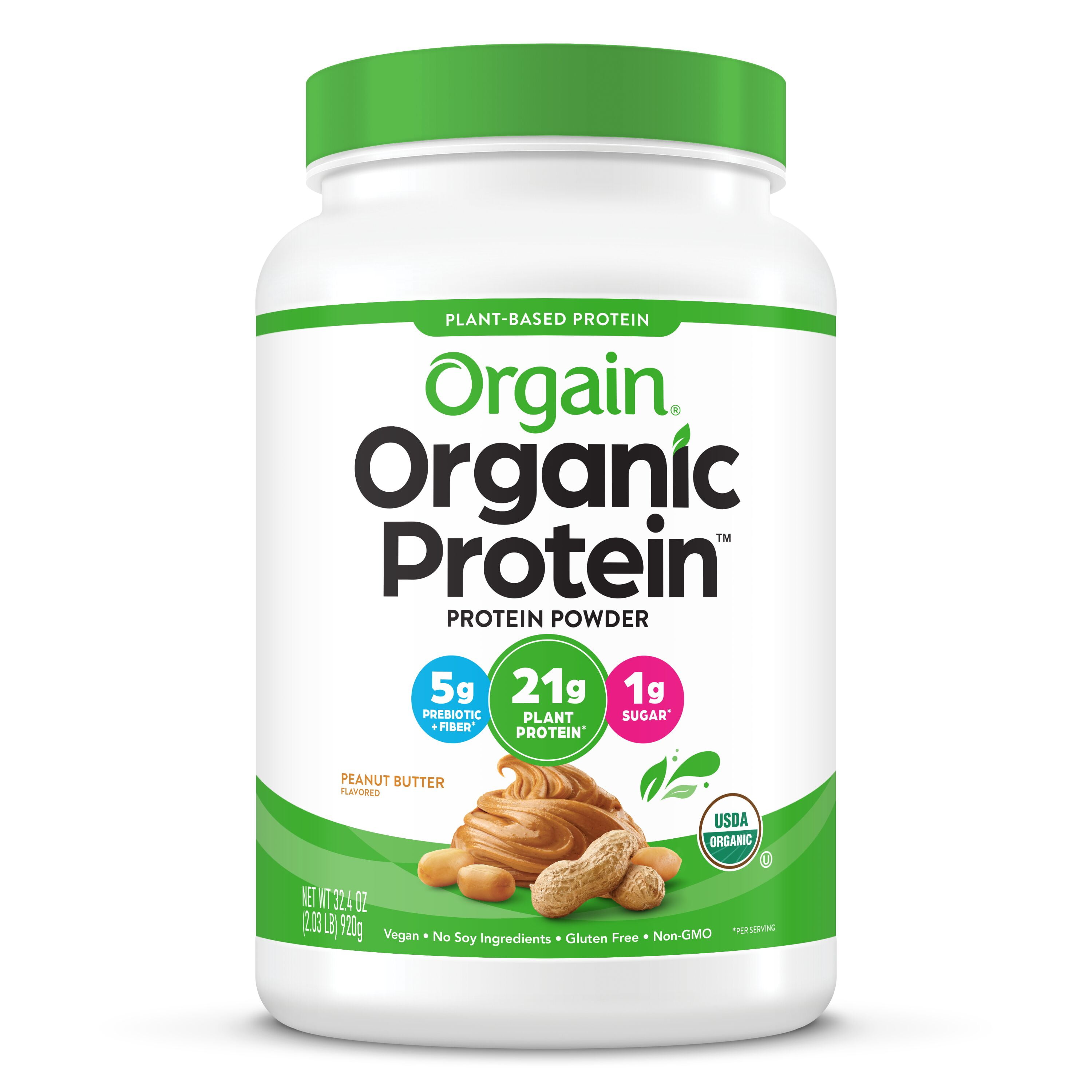 Orgain Organic Plant Based Protein Powder, Peanut Butter, 21g Protein, Vegan, 2.03lb